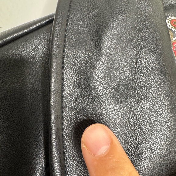 Anthropologie women's XS black moto faux leather midi whipstitch jacket biker - Picture 11 of 11